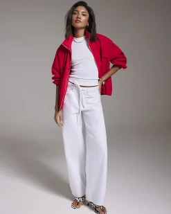 White Cotton Blend Fitted Ribbed Top