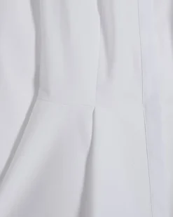 White Cotton blend Long Sleeve Peplum Shirt