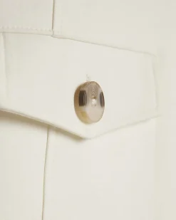 White Cotton Blend Mini Shirt Dress