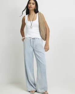 White Cotton Blend Rib Square Neck Tank Top