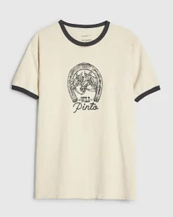 White Cotton Blend Tipped Horseshoe T-shirt