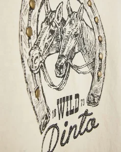 White Cotton Blend Tipped Horseshoe T-shirt