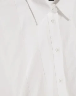 White Cotton Bubble Hem Poplin Shirt