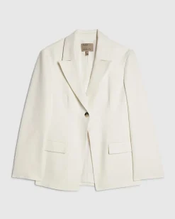 White Cotton Cinched Blazer