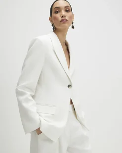 White Cotton Cinched Blazer