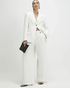 White Cotton Cinched Blazer