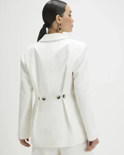 White Cotton Cinched Blazer