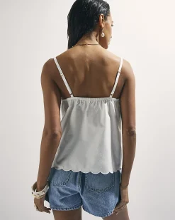 White Cotton Embroidered Cami Top