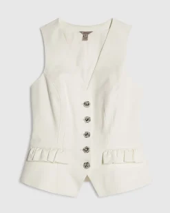 White Cotton Frill Pocket Waistcoat