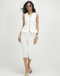 White Cotton Frill Pocket Waistcoat