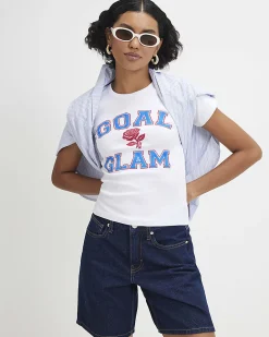 White Cotton Glam Football Baby T-Shirt