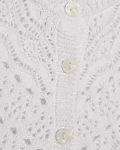 White Cotton Knit Scallop Trim Top