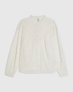 White Cotton Lace Button Through Blouse