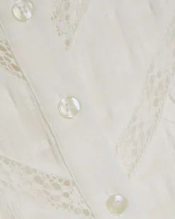 White Cotton Lace Button Through Blouse