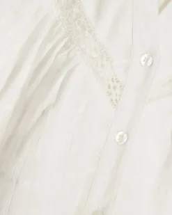 White Cotton Lace Detail Short Sleeve Blouse