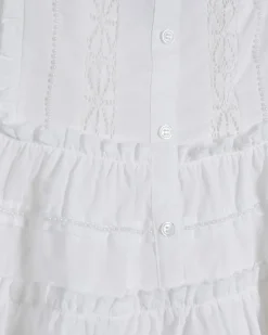 White Cotton Lace Pearl Detail Smock Cami Top