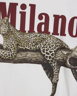 White Cotton Leopard Boyfriend Fit T-Shirt