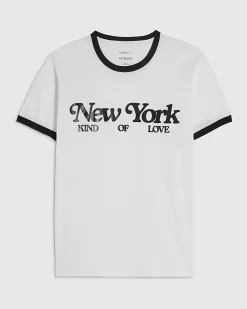 White Cotton New York Ringer T-Shirt