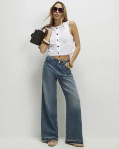 White Cotton Poplin Sleeveless Waistcoat Top