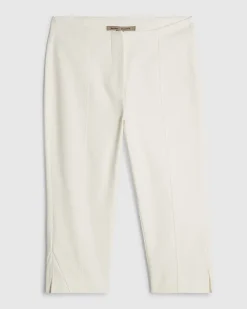 White Cotton Sateen Capri Trousers