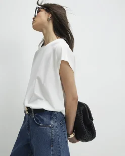 White Cotton Short Sleeve Loose Fit Top