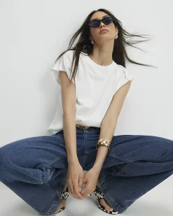 White Cotton Short Sleeve Loose Fit Top