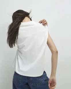 White Cotton Short Sleeve Loose Fit Top