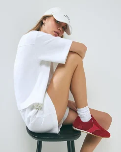 White Cotton Short Sleeve Sweatshirt