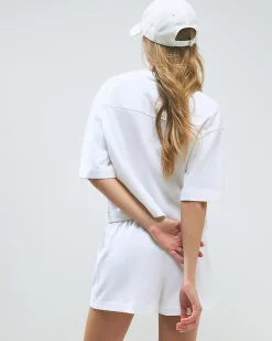 White Cotton Short Sleeve Sweatshirt