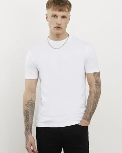 White Cotton Slim Fit T-Shirts 3 Pack