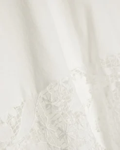White Cotton Spliced Lace T-Shirt