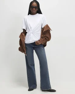 White Cotton Twist Front T-shirt