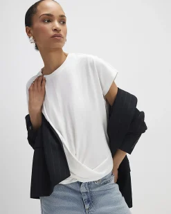 White Cotton Twist Front T-Shirt