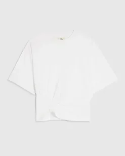 White Cotton Twist Hem T-Shirt
