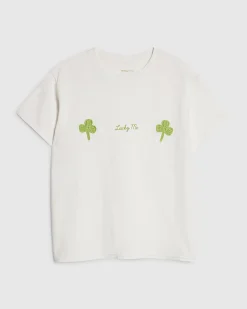 White Crochet Clover Lucky Me T-Shirt
