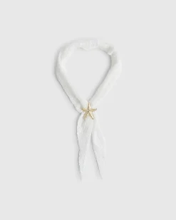 White Crochet Starfish Scarf