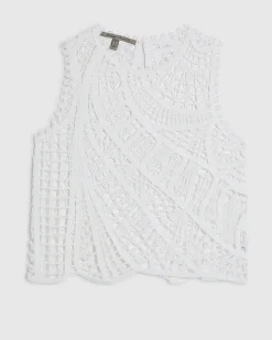 White Crochet Stitch Tank Top
