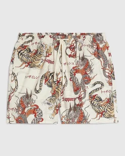 White Cuprite Japanese Dragon Swim Shorts