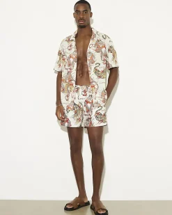 White Cuprite Japanese Dragon Swim Shorts
