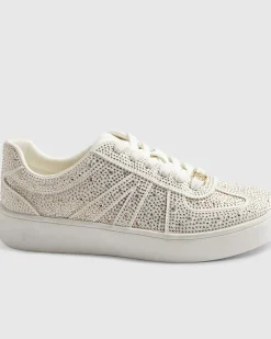 White Diamante Embellished Trainers