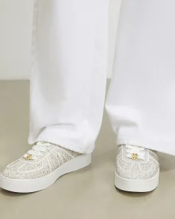 White Diamante Embellished Trainers