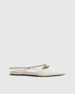 White Diamante Strap Pointed Slingback Shoes