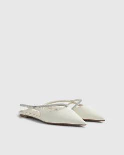 White Diamante Strap Pointed Slingback Shoes