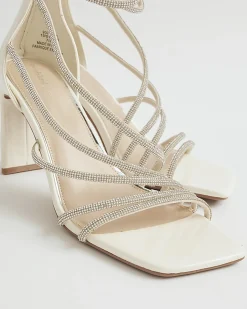 White Diamante Strappy Heeled Sandals
