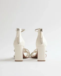 White Diamante Strappy Heeled Sandals