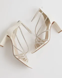 White Diamante Strappy Heeled Sandals