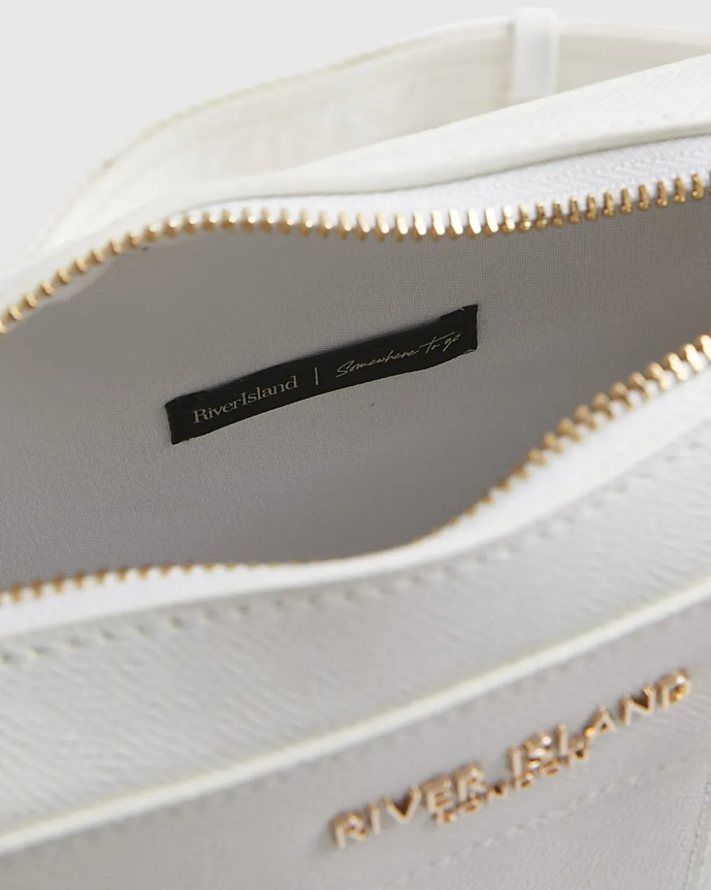 White Embossed Paneled Crossbody Bag