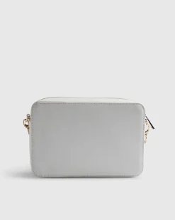 White Embossed Paneled Crossbody Bag