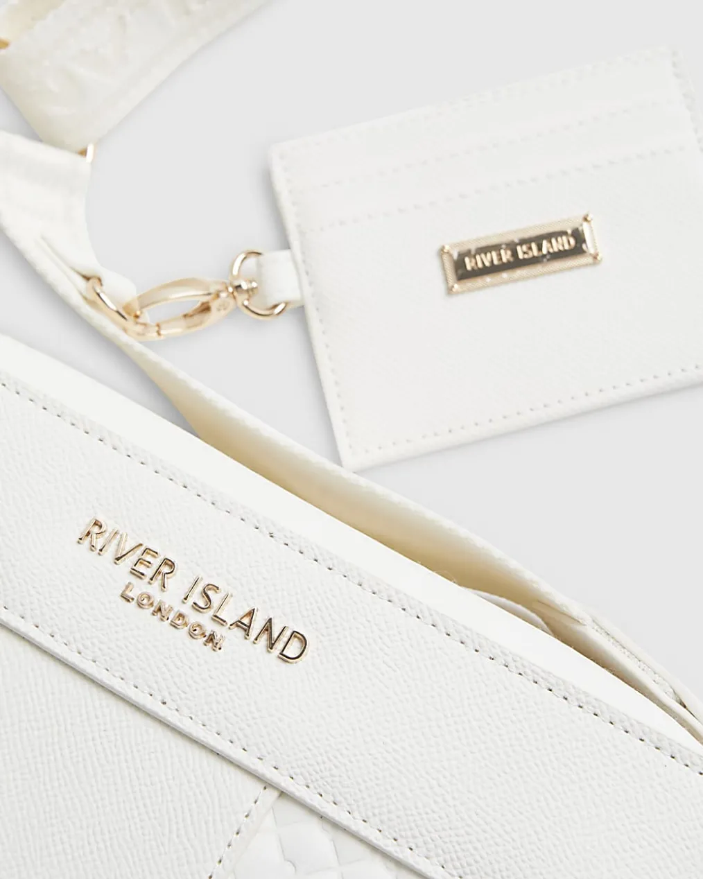 White Embossed Paneled Crossbody Bag
