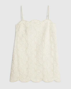 White Embroidered Denim Mini Dress